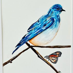 watercolor named Bluebird with Butterfly